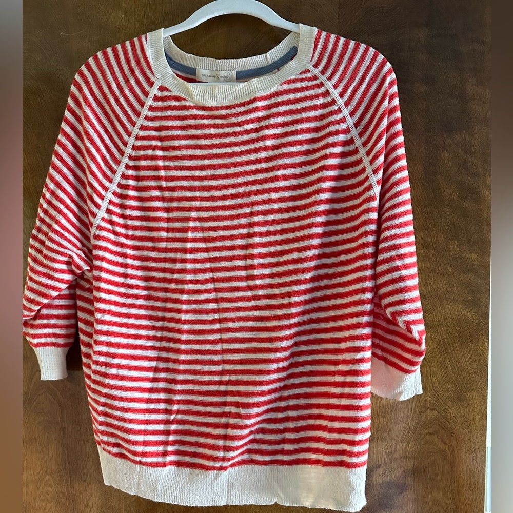 Treasure and Bond red stripe light weight sweater
